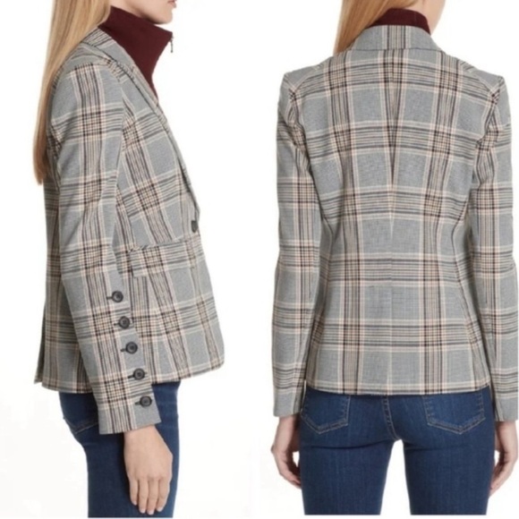 Veronica Beard Steele Dickey Plaid Jacket Blazer w/ maroon Dickey insert size 0 - Picture 2 of 14
